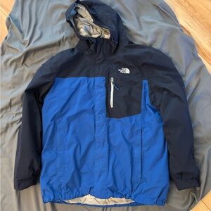 The North Face Hyvent Men's Dark Navy and Royal Blue Hooded Ski Jacket
